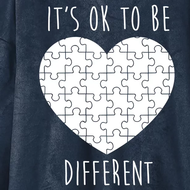 It's Ok To Be Different Autism Awareness Puzzle Heart Hooded Wearable Blanket