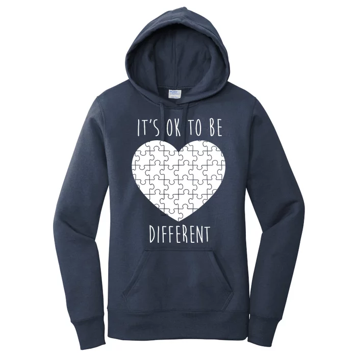 It's Ok To Be Different Autism Awareness Puzzle Heart Women's Pullover Hoodie