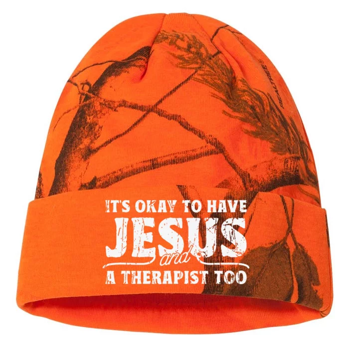 It's okay to have jesus and a therapist too Psychiatrist Kati - 12in Camo Beanie