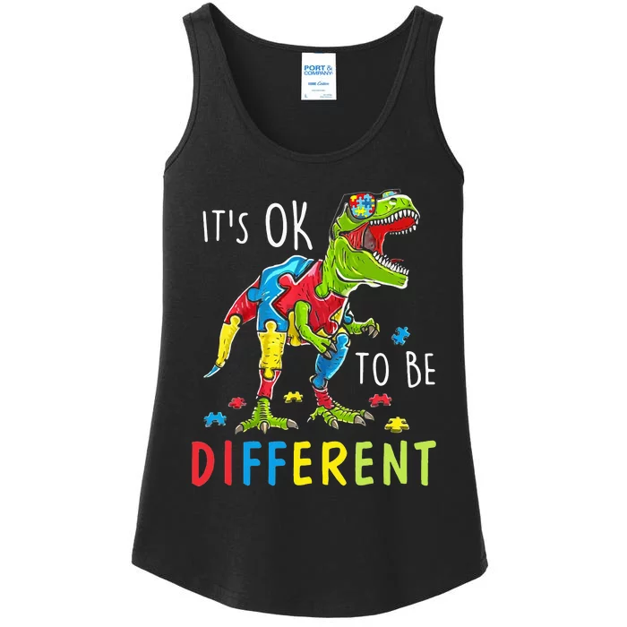 Its Ok to Be Different Autism Dinosaur Ladies Essential Tank