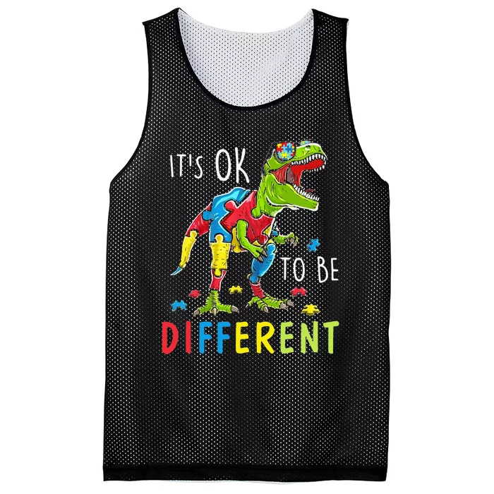 Its Ok to Be Different Autism Dinosaur Mesh Reversible Basketball Jersey Tank