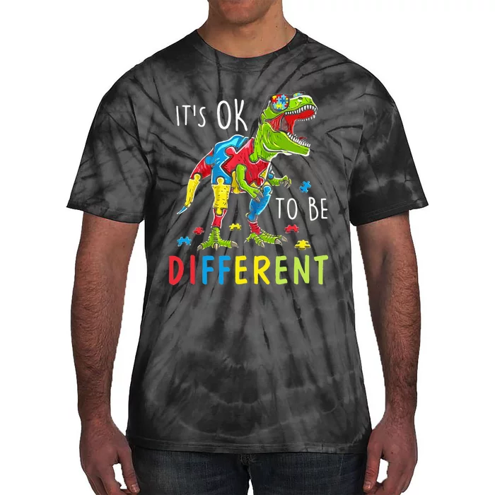 Its Ok to Be Different Autism Dinosaur Tie-Dye T-Shirt