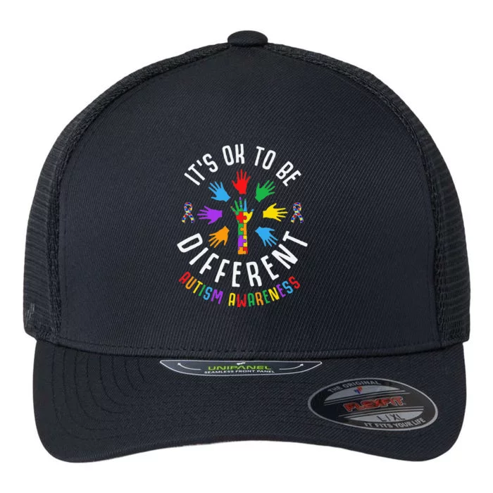 It's Okay To Be Different Autism Awareness Flexfit Unipanel Trucker Cap