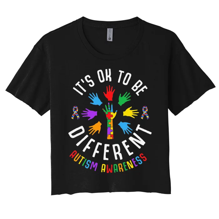 It's Okay To Be Different Autism Awareness Women's Crop Top Tee