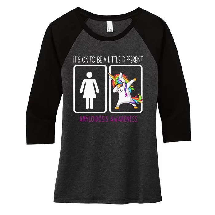 It's Ok To Be A Little Different Amyloidosis Awareness Women's Tri-Blend 3/4-Sleeve Raglan Shirt