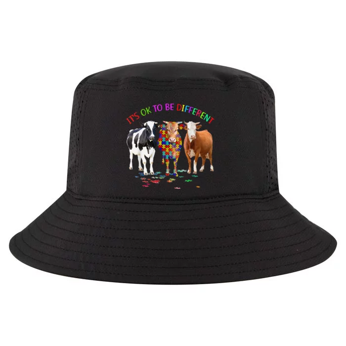 its ok to be different cow autism awareness Cool Comfort Performance Bucket Hat