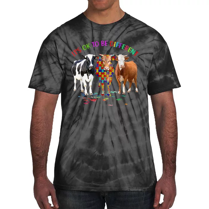 its ok to be different cow autism awareness Tie-Dye T-Shirt