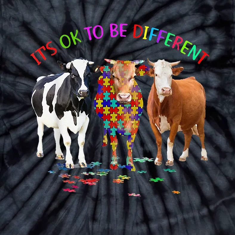 its ok to be different cow autism awareness Tie-Dye T-Shirt