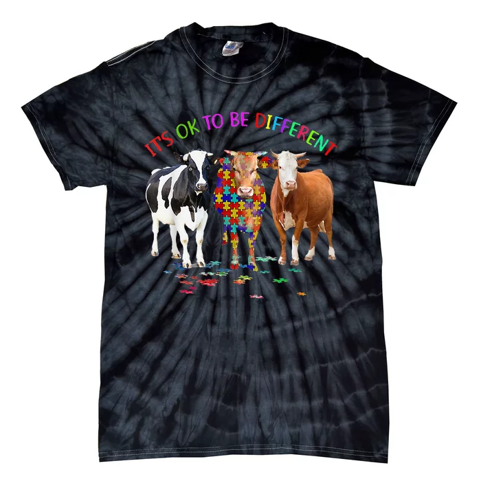 its ok to be different cow autism awareness Tie-Dye T-Shirt