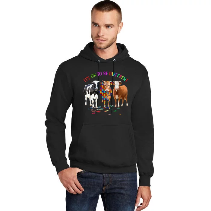 its ok to be different cow autism awareness Tall Hoodie