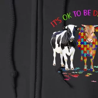 its ok to be different cow autism awareness Full Zip Hoodie