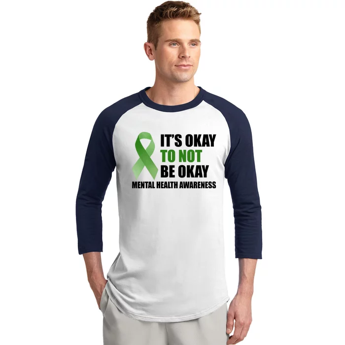 It's Okay To Not Be Okay Mental Health Awareness Ribbon Baseball Sleeve Shirt