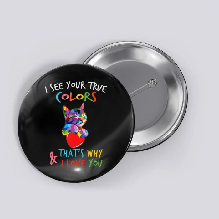 It's OK to be different Autism Awareness Cat Autistic Gift Button