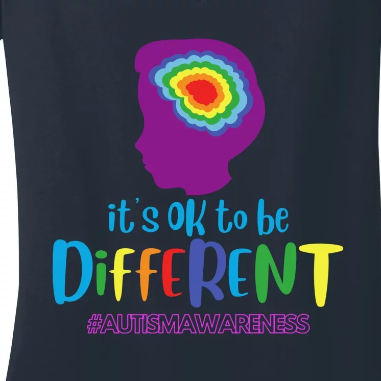 It's OK To Be Different Autism Awareness Women's V-Neck T-Shirt