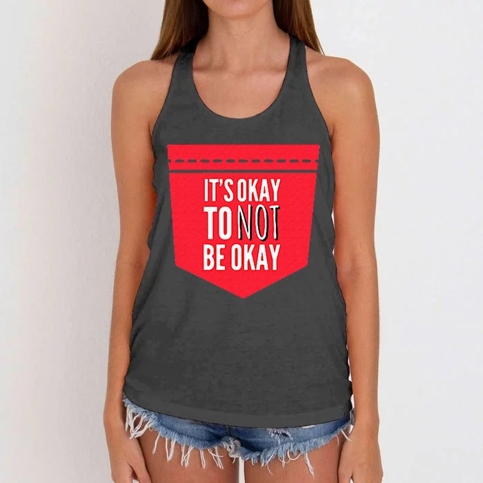 ItS Okay To Not Be Okay Mental Health Pocket Women's Knotted Racerback Tank