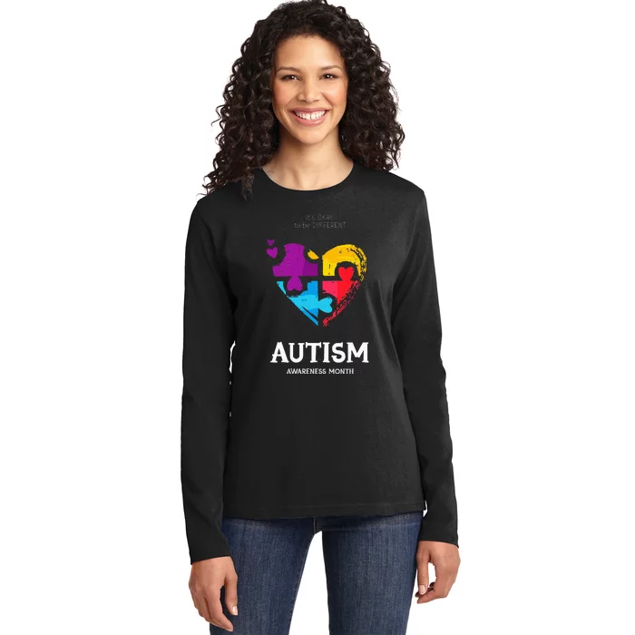 It's Ok To Be Different Autism Awareness Ladies Long Sleeve Shirt