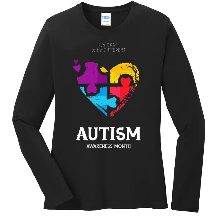 It's Ok To Be Different Autism Awareness Ladies Long Sleeve Shirt