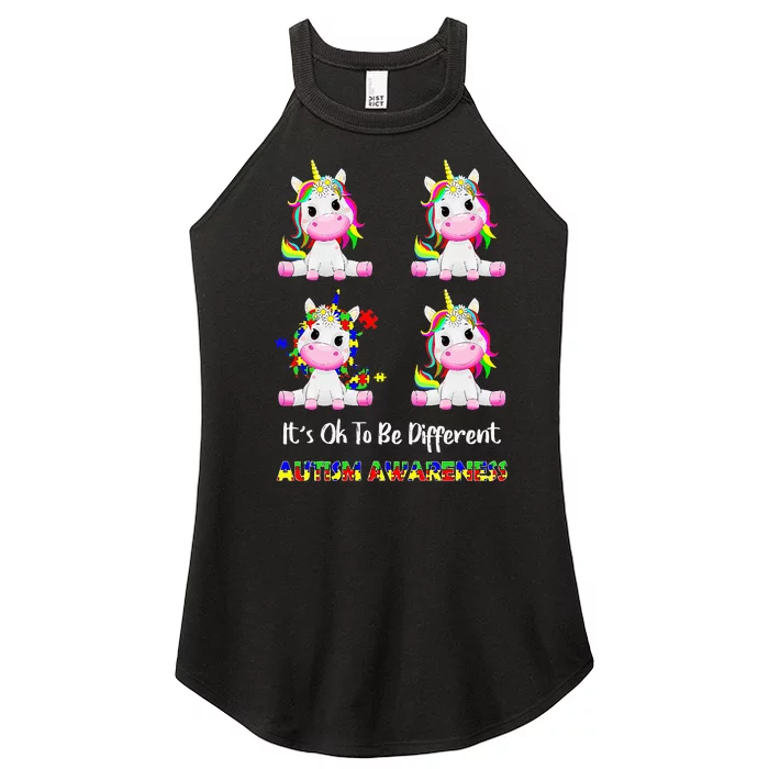 It's Ok To Be Different Unicorn Puzzle Autism Awareness Women’s Perfect Tri Rocker Tank