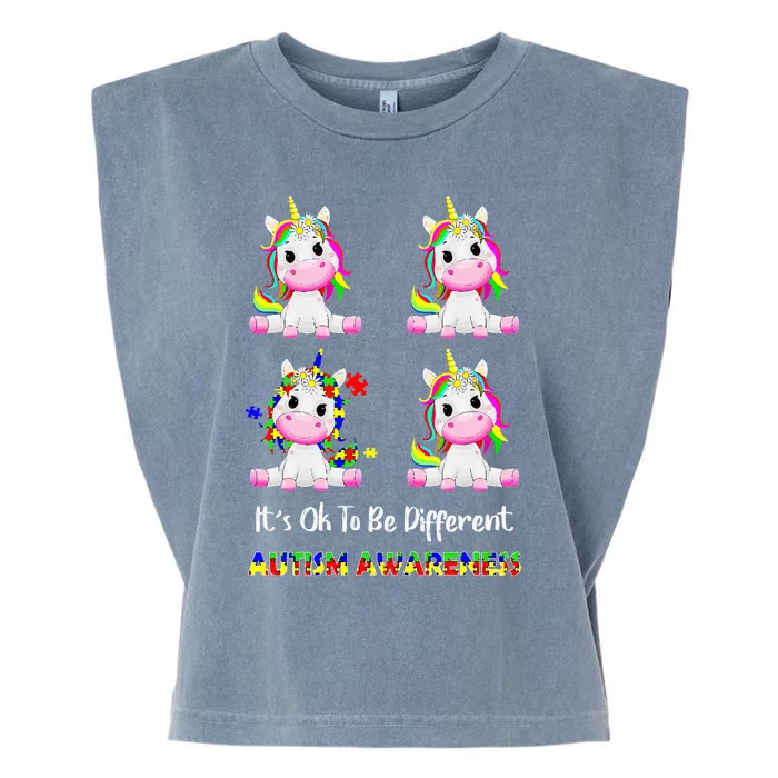 It's Ok To Be Different Unicorn Puzzle Autism Awareness Garment-Dyed Women's Muscle Tee