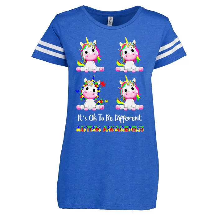 It's Ok To Be Different Unicorn Puzzle Autism Awareness Enza Ladies Jersey Football T-Shirt