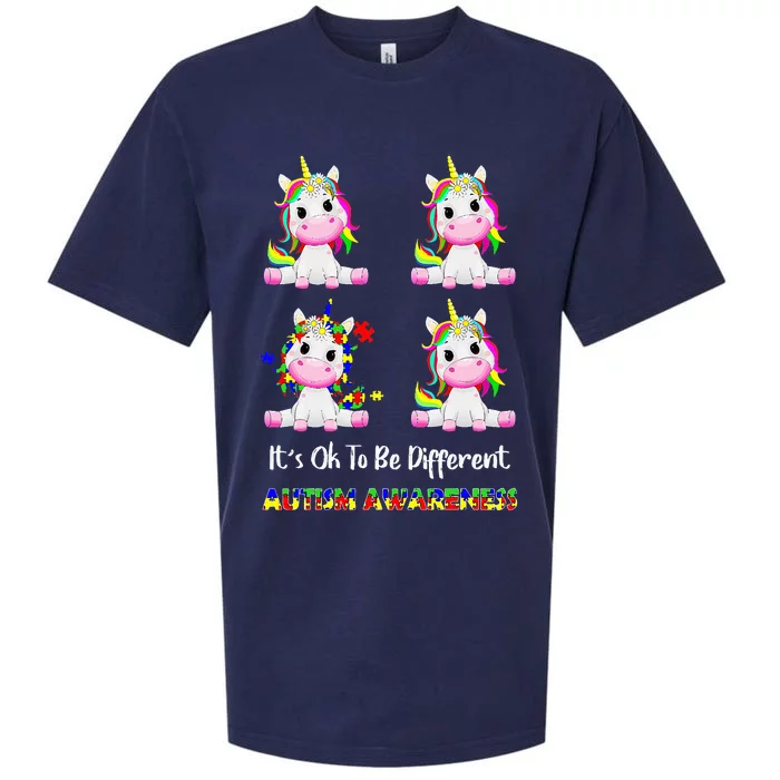 It's Ok To Be Different Unicorn Puzzle Autism Awareness Sueded Cloud Jersey T-Shirt