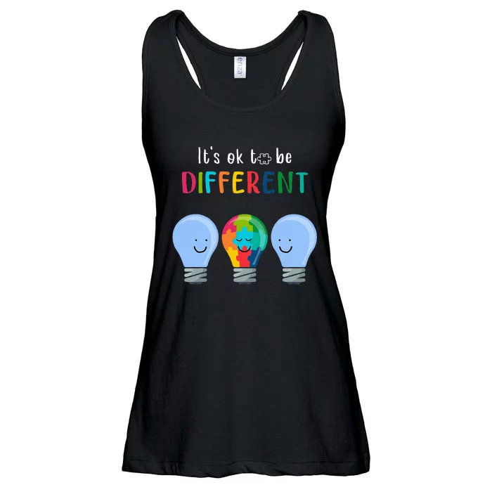 It's Ok To Be Different Autism Awareness Month Lightbulb Ladies Essential Flowy Tank