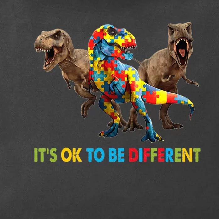 It's Ok To Be Different Dinosaur Autism Awareness Gifts Zip Tote Bag