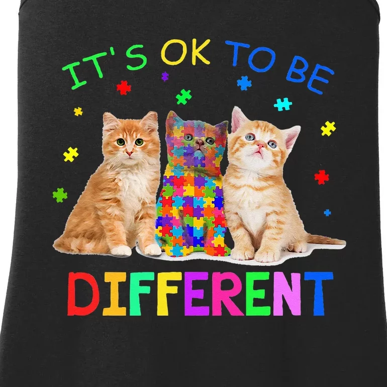 It's Ok To Be Different Cat Autism Awareness Ladies Essential Tank