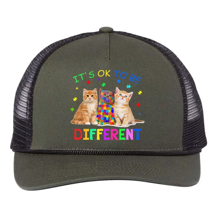 It's Ok To Be Different Cat Autism Awareness Retro Rope Trucker Hat Cap