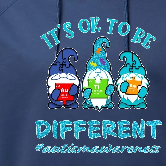 It's Ok To Be Different Autism Awareness Gnomes Performance Fleece Hoodie