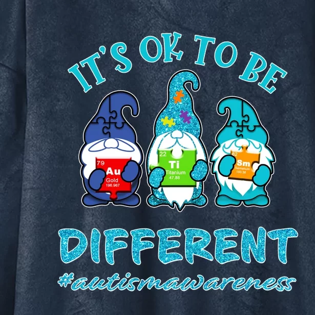 It's Ok To Be Different Autism Awareness Gnomes Hooded Wearable Blanket