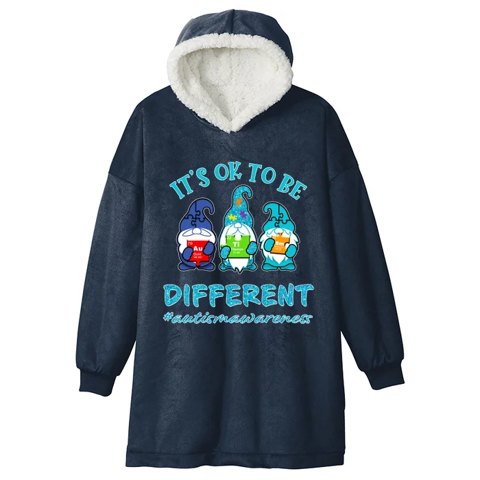 It's Ok To Be Different Autism Awareness Gnomes Hooded Wearable Blanket