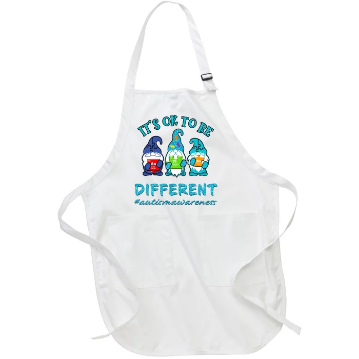 It's Ok To Be Different Autism Awareness Gnomes Full-Length Apron With Pocket