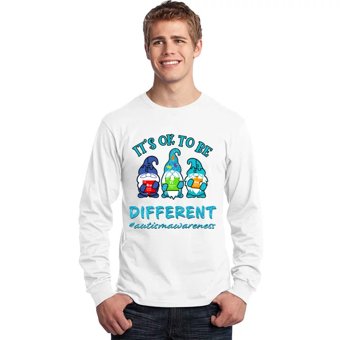 It's Ok To Be Different Autism Awareness Gnomes Tall Long Sleeve T-Shirt