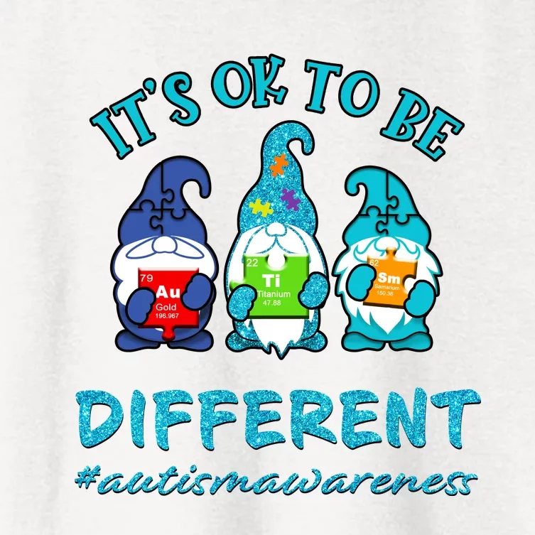 It's Ok To Be Different Autism Awareness Gnomes Women's Crop Top Tee