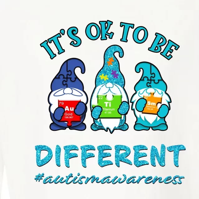 It's Ok To Be Different Autism Awareness Gnomes Cropped Pullover Crew