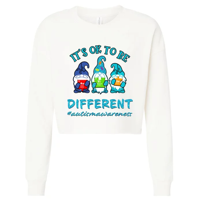 It's Ok To Be Different Autism Awareness Gnomes Cropped Pullover Crew