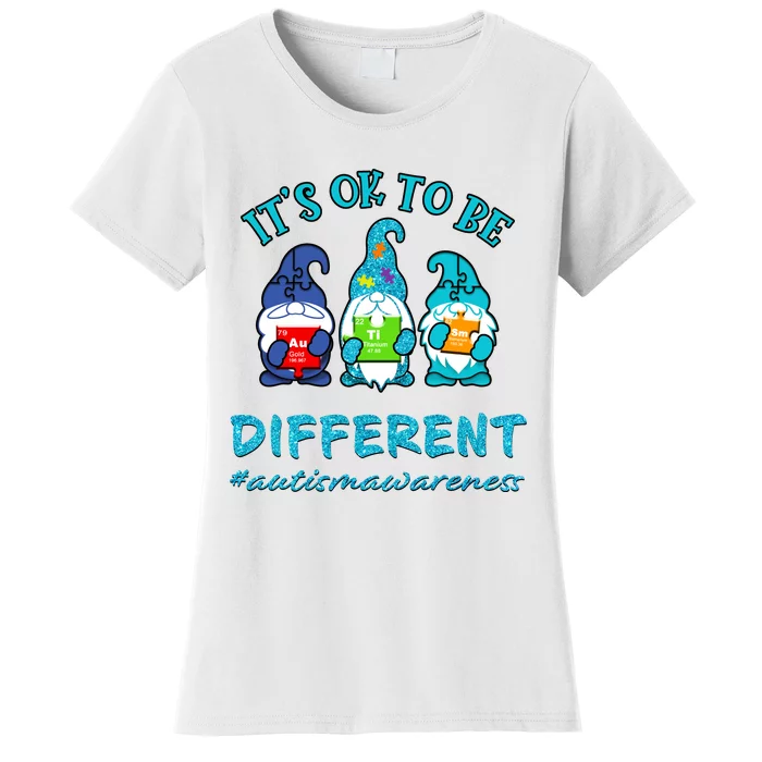 It's Ok To Be Different Autism Awareness Gnomes Women's T-Shirt