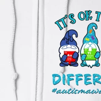 It's Ok To Be Different Autism Awareness Gnomes Full Zip Hoodie