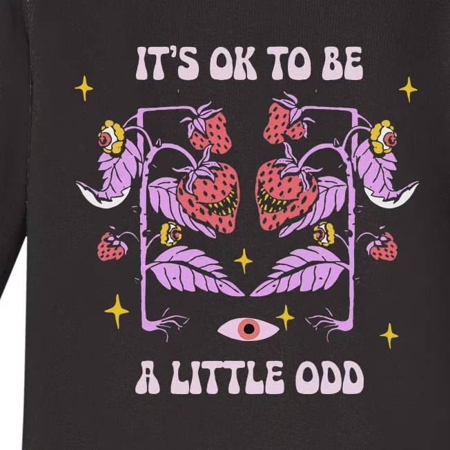 ItS Ok To Be A Little Odd Strawberries Halloween Baby Long Sleeve Bodysuit