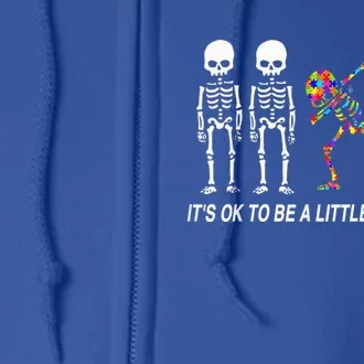 It's Ok To Be A Little Different Autism Awareness Skeleton Full Zip Hoodie