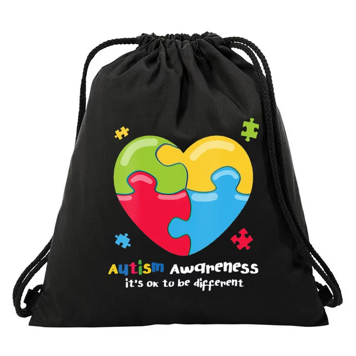 It's OK To Be Different for Autistic Puzzle Heart Drawstring Bag