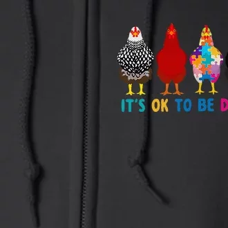 Its Ok To Be Different Cute Chickens Autism Awareness Tee Full Zip Hoodie