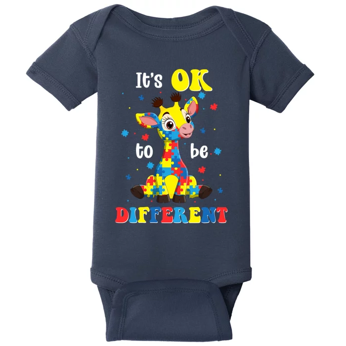 ItS Ok To Be Different Giraffe Autism Awareness Autistic Baby Bodysuit