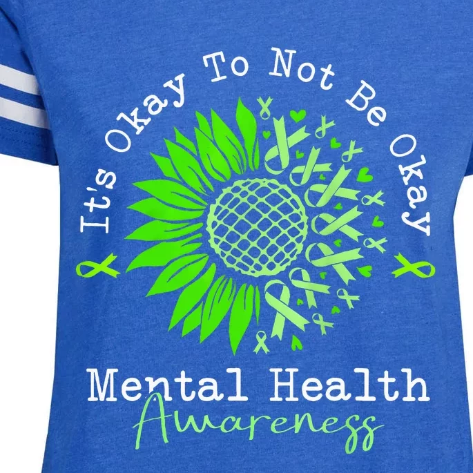 Its Okay To Not Be Okay Mental Health Awareness Green Ribbon Enza Ladies Jersey Football T-Shirt