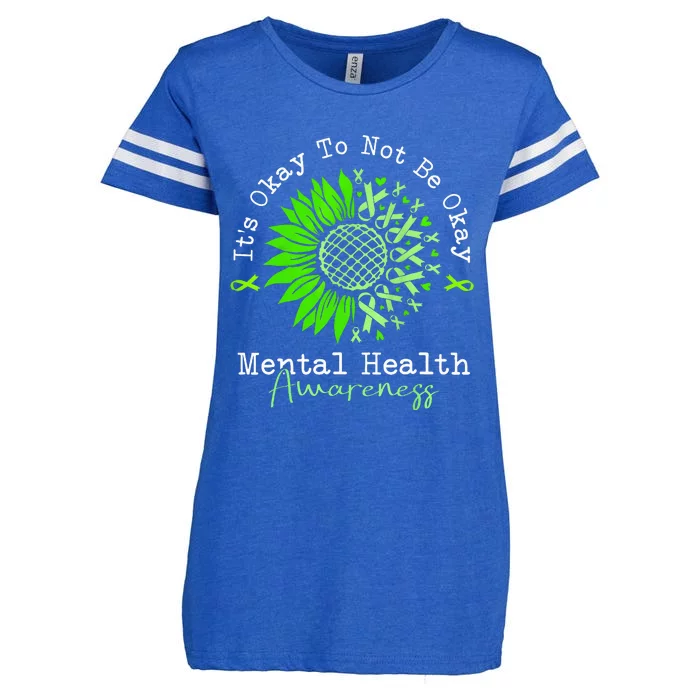 Its Okay To Not Be Okay Mental Health Awareness Green Ribbon Enza Ladies Jersey Football T-Shirt