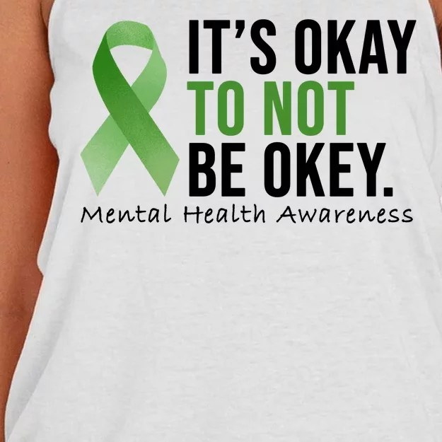 Its Okay To Not Be Okay Mental Health Awareness Ribbon Women's Knotted Racerback Tank