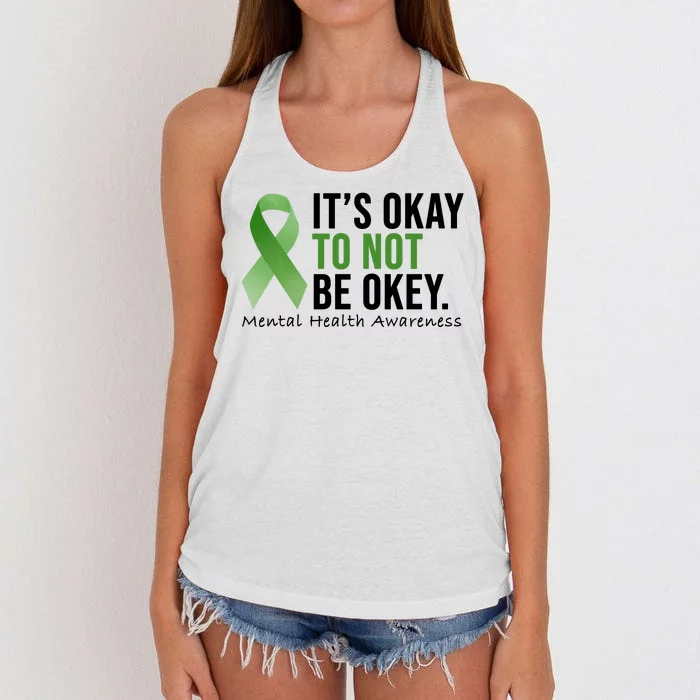 Its Okay To Not Be Okay Mental Health Awareness Ribbon Women's Knotted Racerback Tank