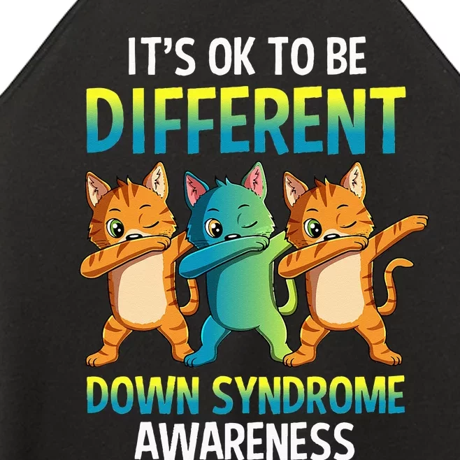 It's Ok To Be Different Dabbing Cat Down Syndrome Awareness Women’s Perfect Tri Rocker Tank