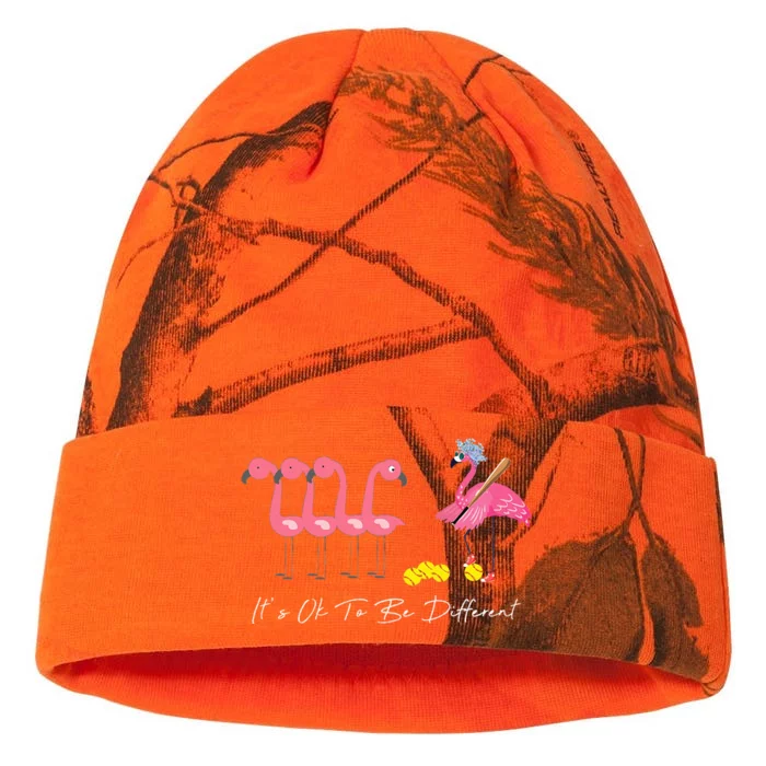 It's Ok To Be Different Funny Flamingo Softball Lover Kati - 12in Camo Beanie